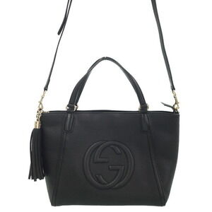 Gucci Soho grained leather top handle bag 2way tote shoulder bag